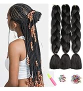 Kanekalon 24" Jumbo Braids Meches Cheveux, Pour Tresses Africaine, ShowJarlly 3Paquets Extension ...