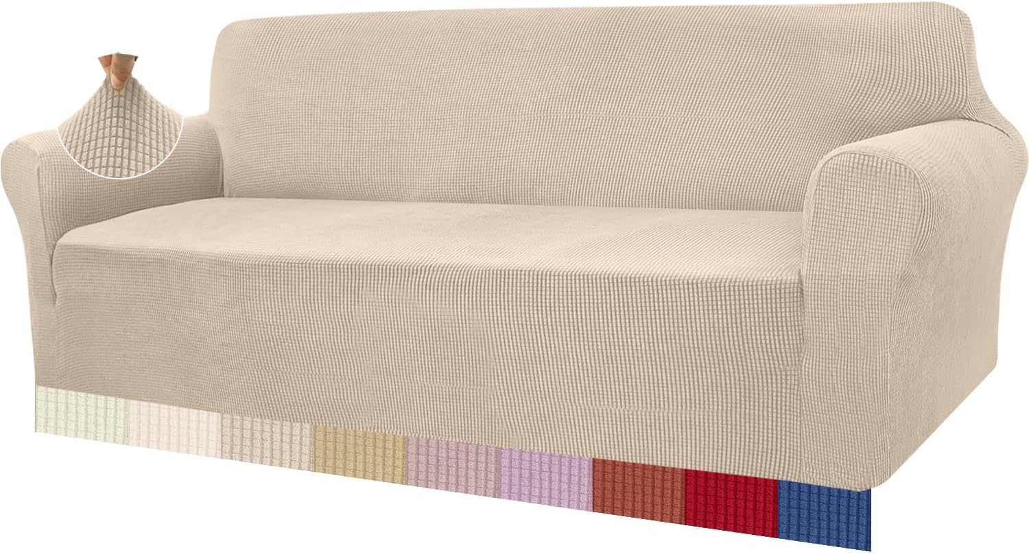 Granbest - housse de canapé jacquard 4 places - beige - protection animaux