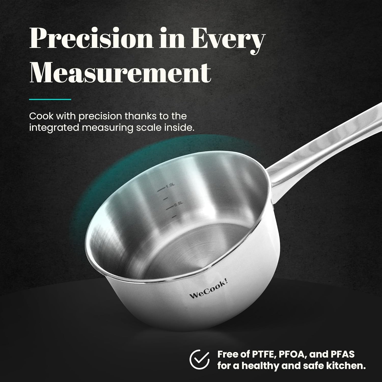 Wecook - casserole inox 18/10 - Ø12cm - bec verseur, graduation, 0,7L, induction