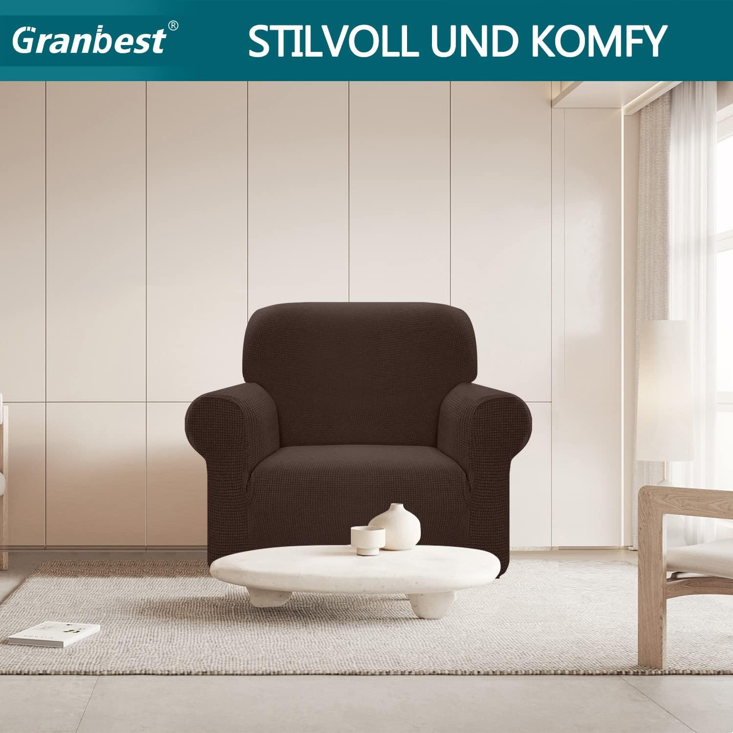 Granbest - housse canapé stretch Jacquard 1 place - imperméable, mousse antidérapante