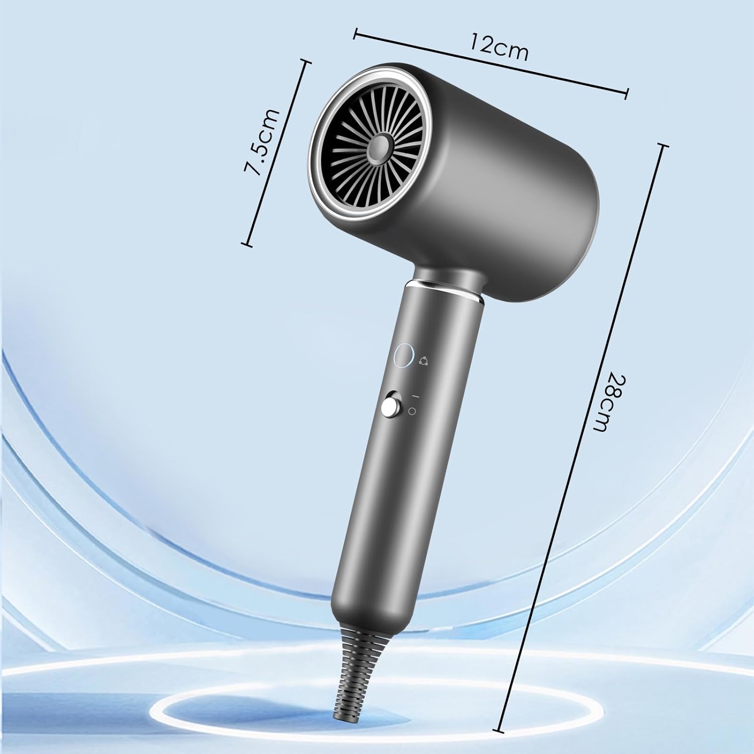 Sèche-cheveux ionique - 2200W - séchage rapide, 4 modes, accessoires