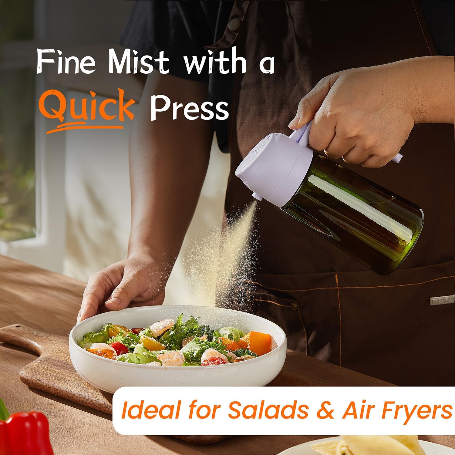 TrendPlain - spray huile cuisine 470ml - 2-en-1 vaporisateur, Pervenche