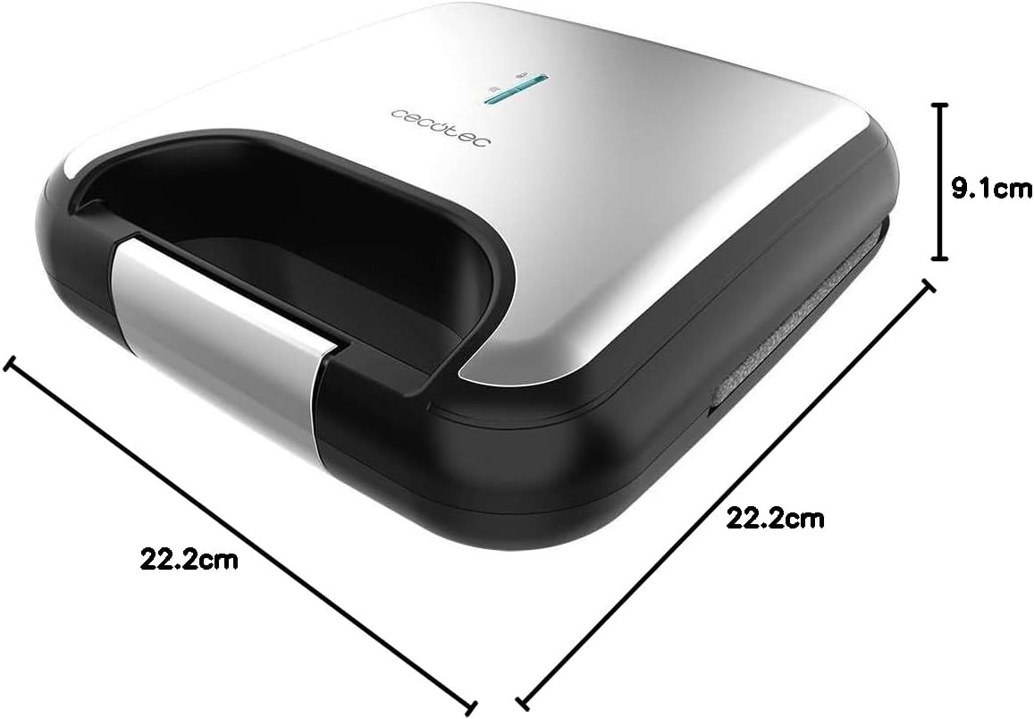 Cecotec - Rock'nToast Grill+ - inox, 800W, revêtement pierre, sans PFOA