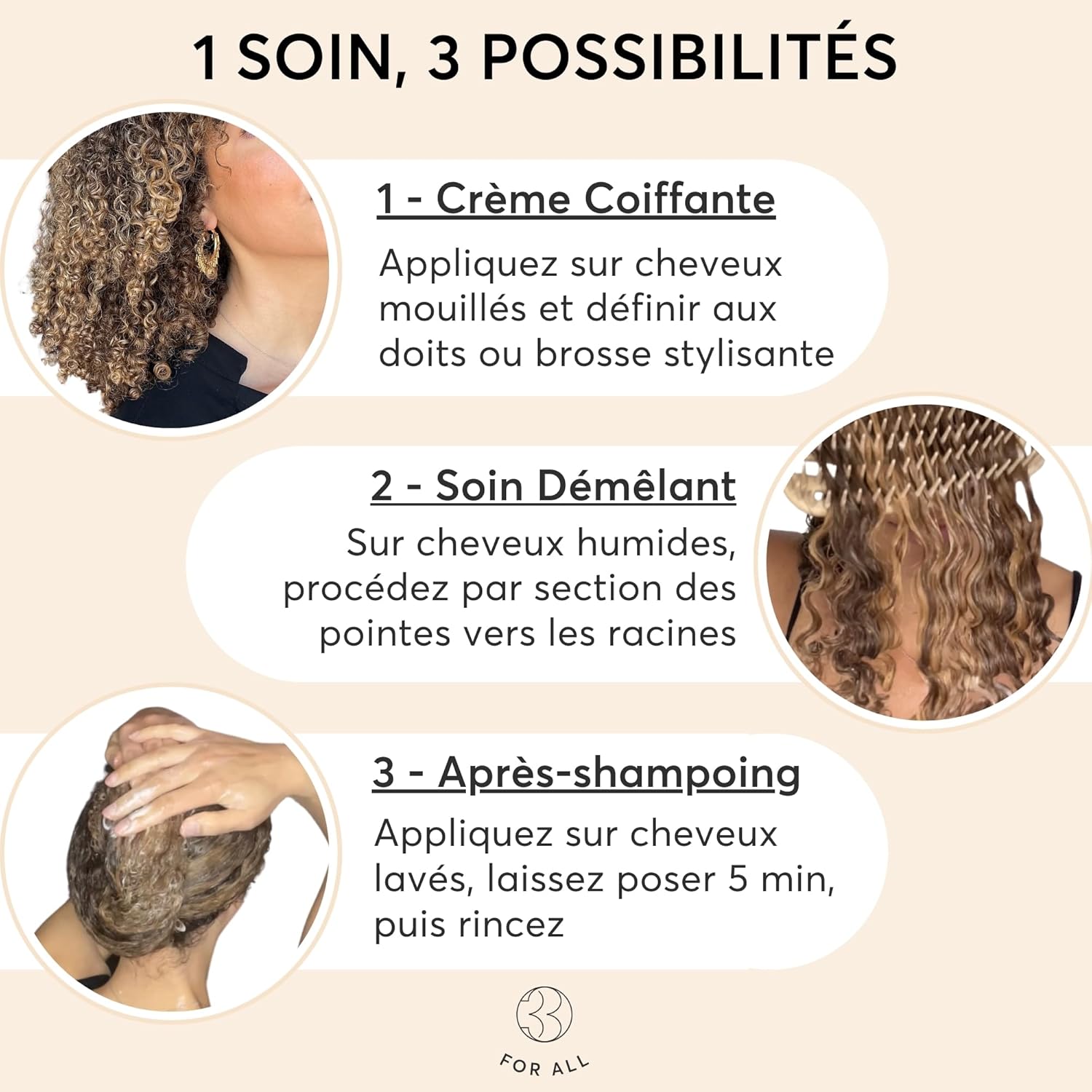 Crème cheveux bouclés - soin 2-en-1, définition et démêlage - 250ml