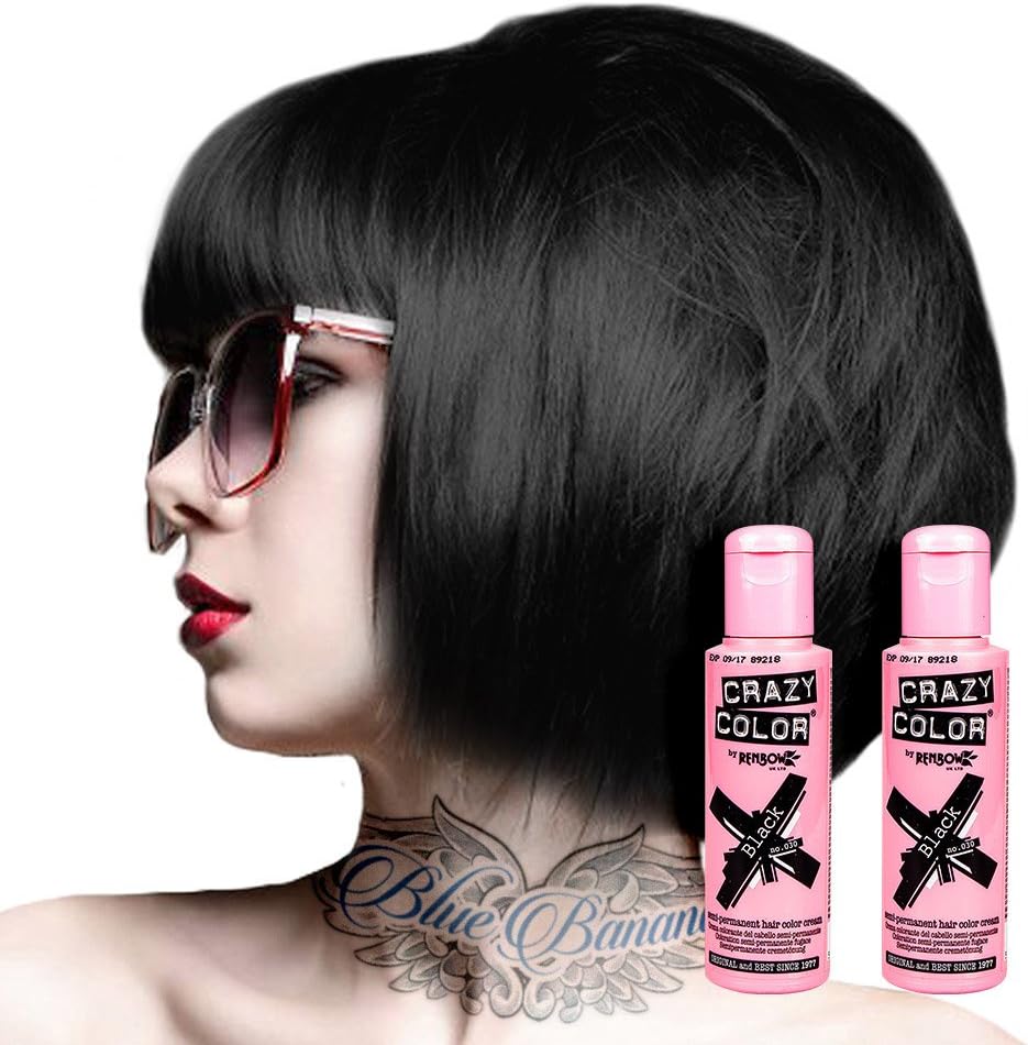 Crazy Color - Coloration Semi-Permanente - 100ml - Noir, couleur vibrante