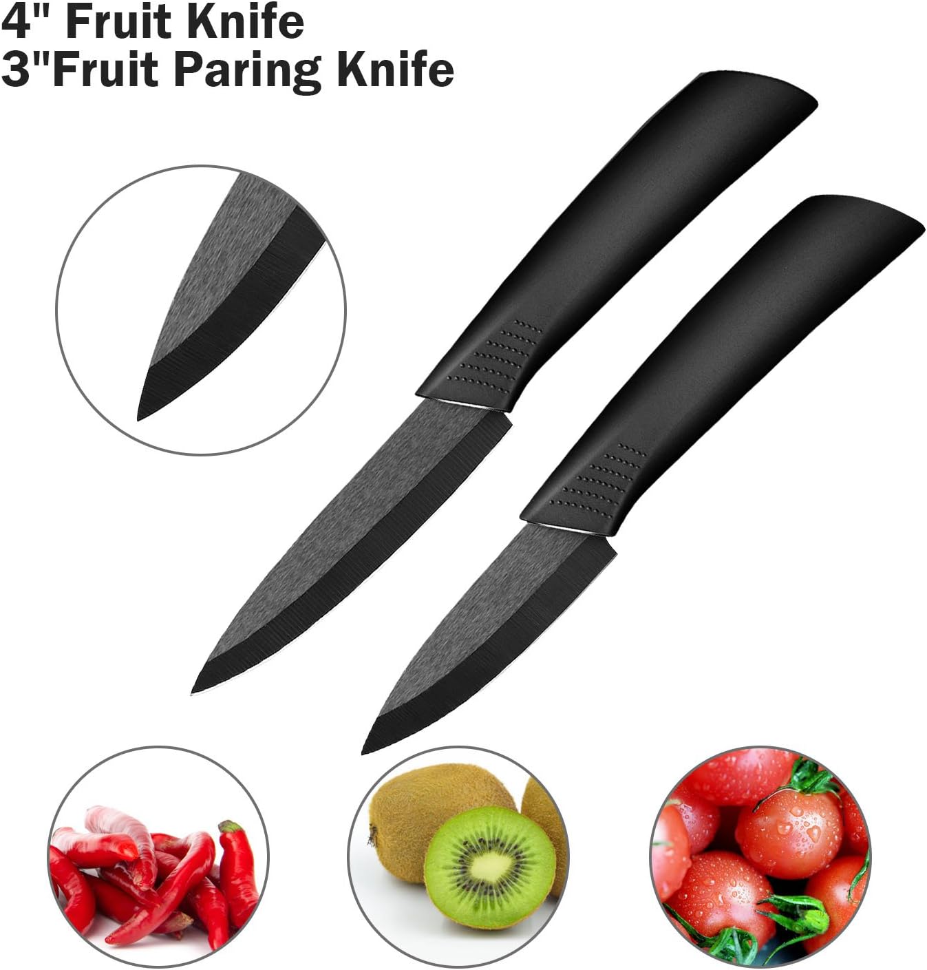 Ballery - Set de couteaux céramique 5 pièces avec éplucheur, lame 3