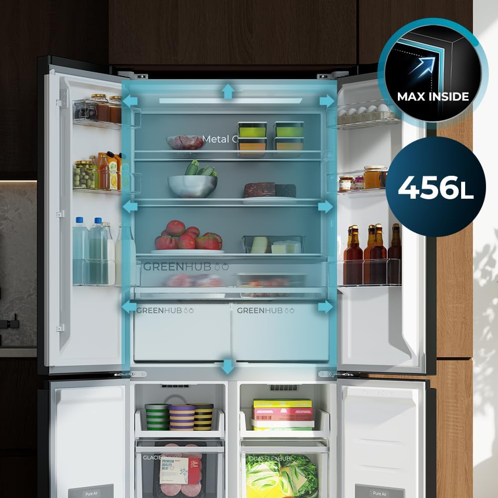 Cecotec - Bolero CoolMarket 4D, 456 L, 189x83 cm, No Frost, Inverter, 4 portes, 4D456SBI