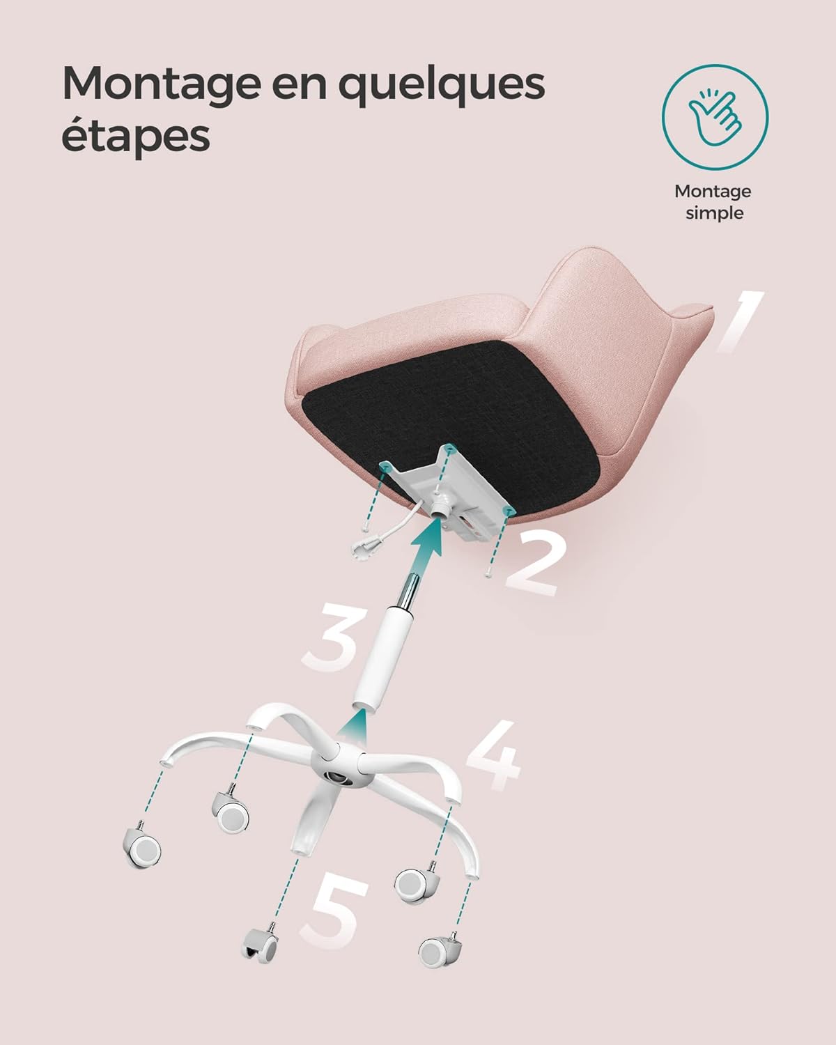 SONGMICS - fauteuil ergonomique - réglable, tissu coton-lin, 110 kg - OBG019P01