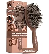 FRAMAR Brosse à cheveux en poils de sanglier doux – Brosse à cheveux de sanglier pour femme, brosse en poils de sanglier pour poils fins...
