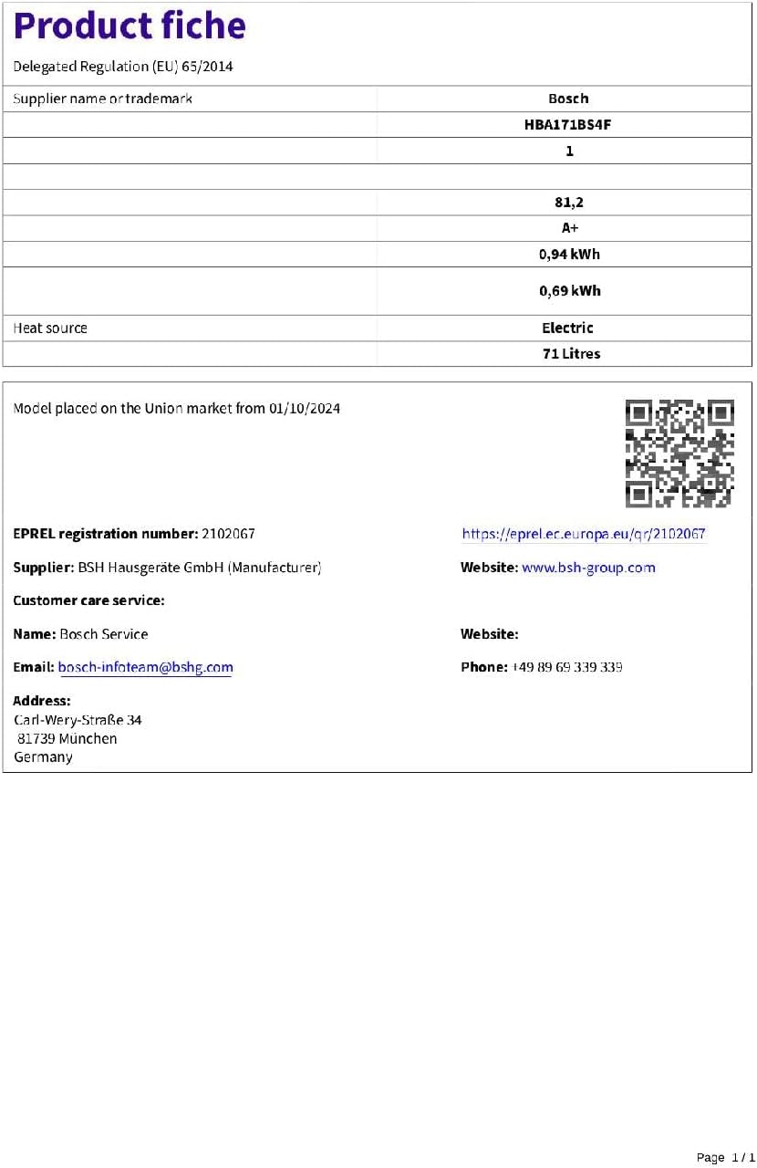 Bosch - Série 2 HBA171BS4F - Four encastrable, pyrolyse, inox, 60 cm