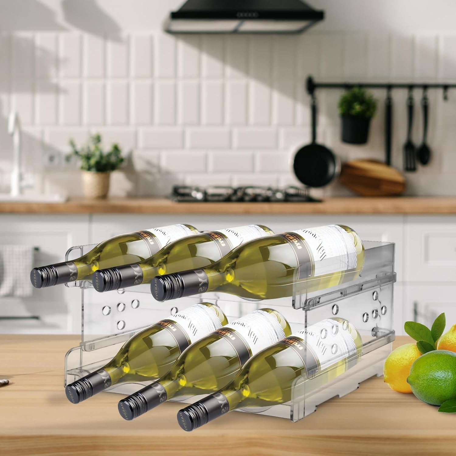 MXTIMWAN - Porte-bouteilles empilable, 2 niveaux, range vin, cuisine, MXTIMWAN