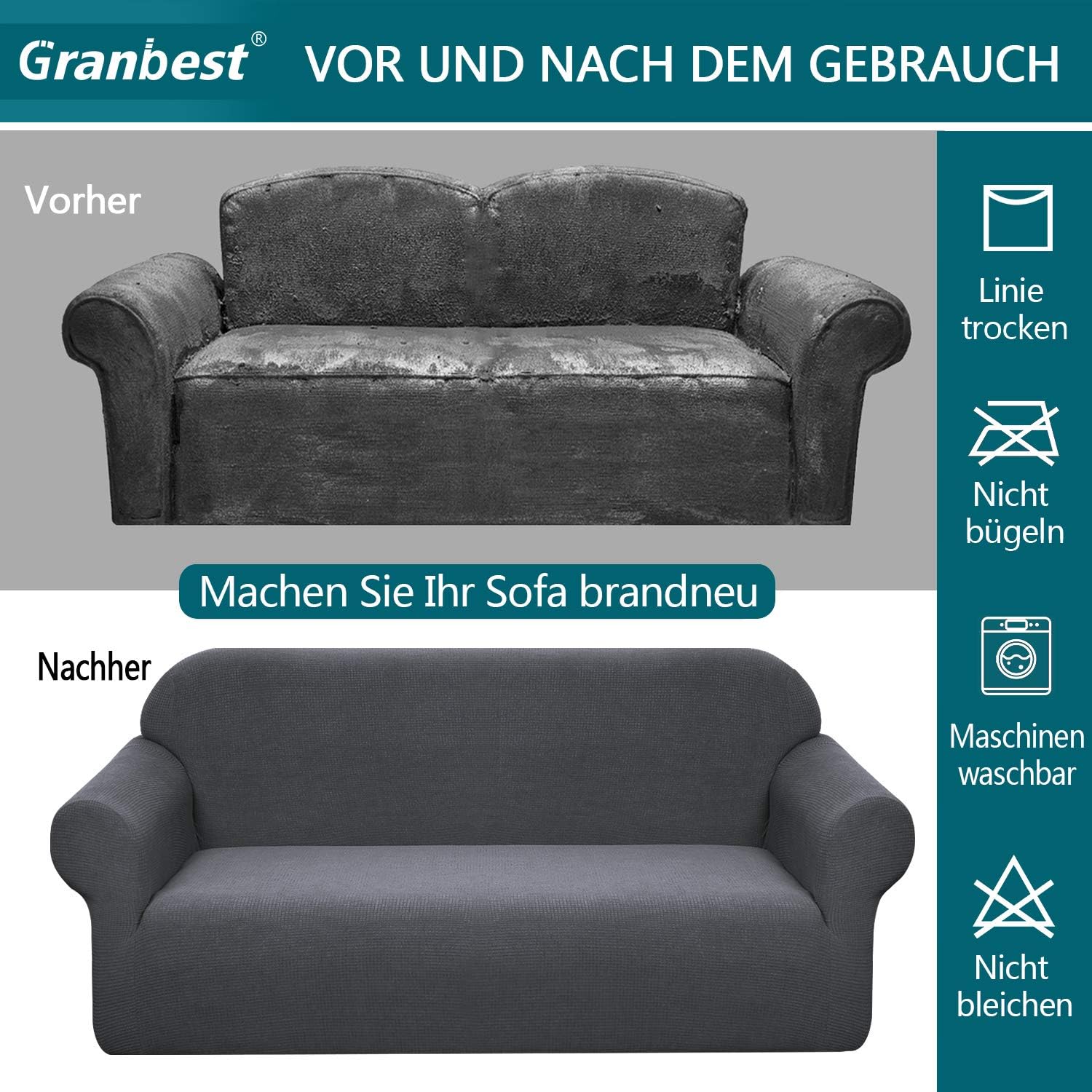 Granbest - housse canapé série Stretch - 4 places - spandex imperméable antidérapant