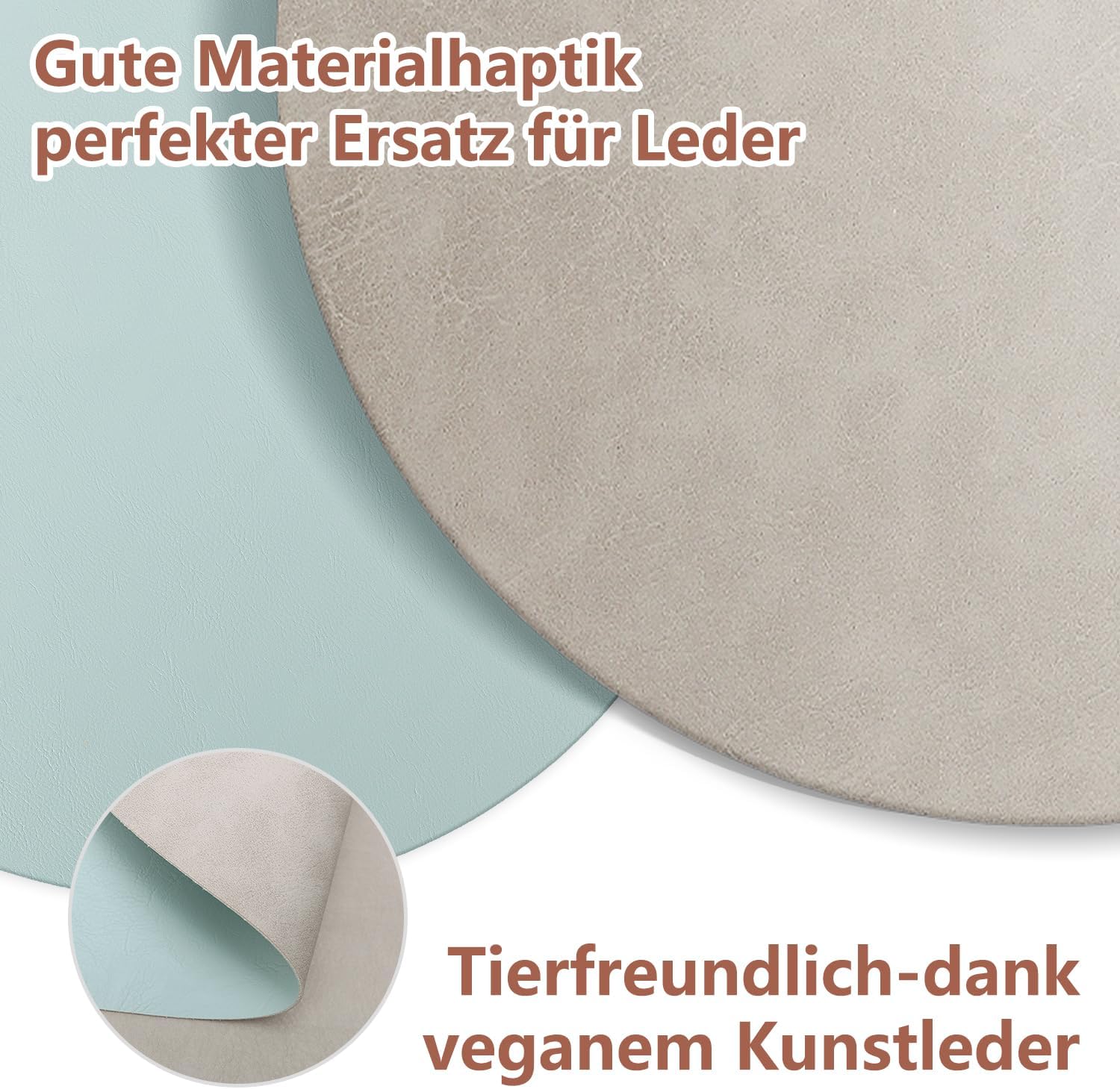 Set de table - lot de 6 rond 36x36cm, lavable, antidérapant, PU double face