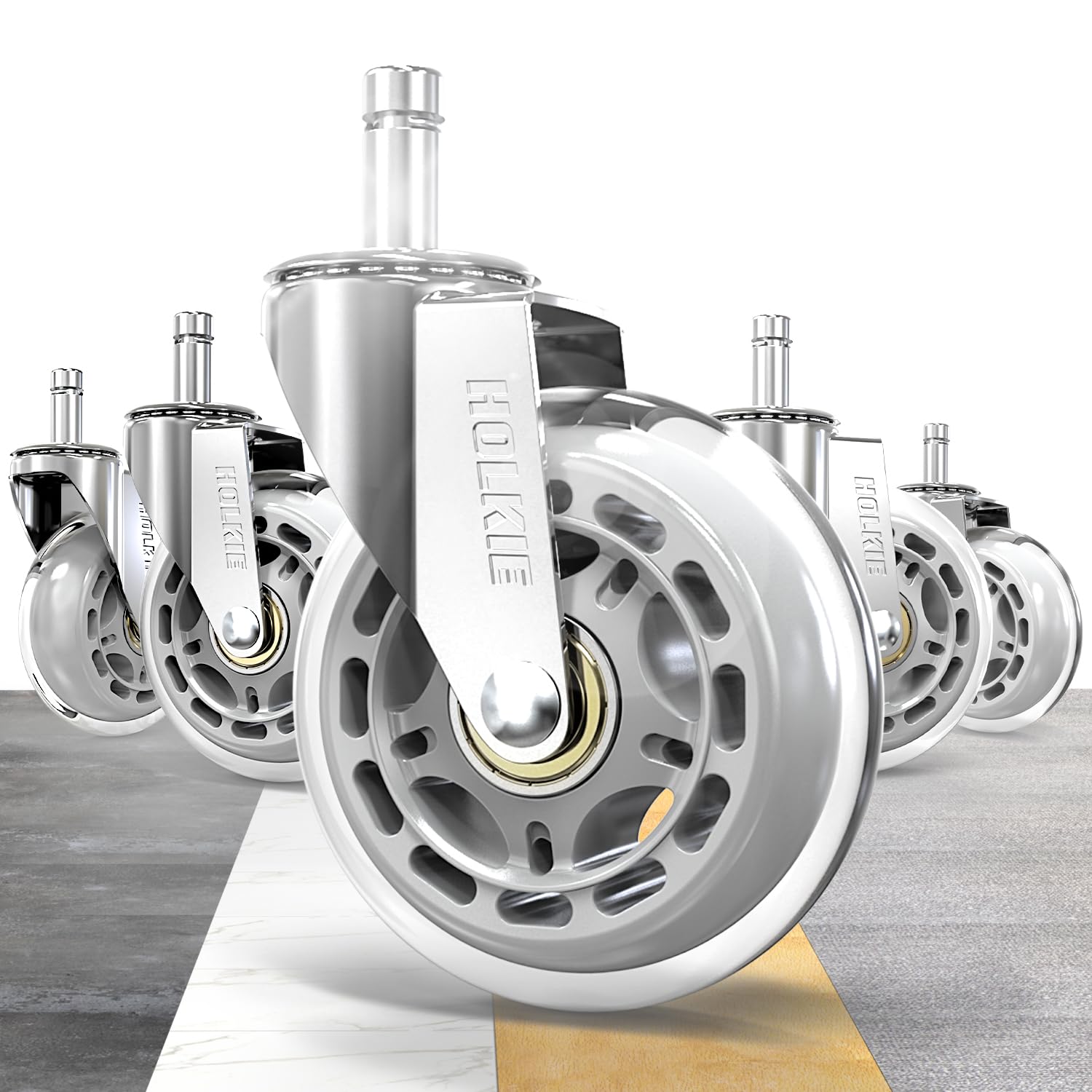 HOLKIE - roulettes chaise bureau 11x22mm - caoutchouc, lot 5, sols bois et tapis