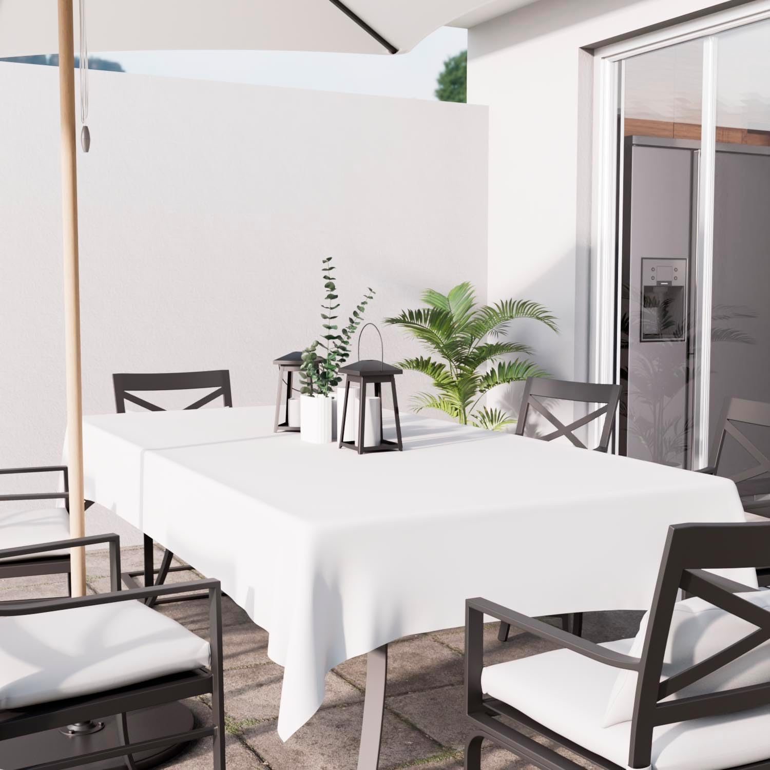 Soleil d'Ocre - Alix nappe rectangle blanche 160x270 cm, polyester, anti-tâches