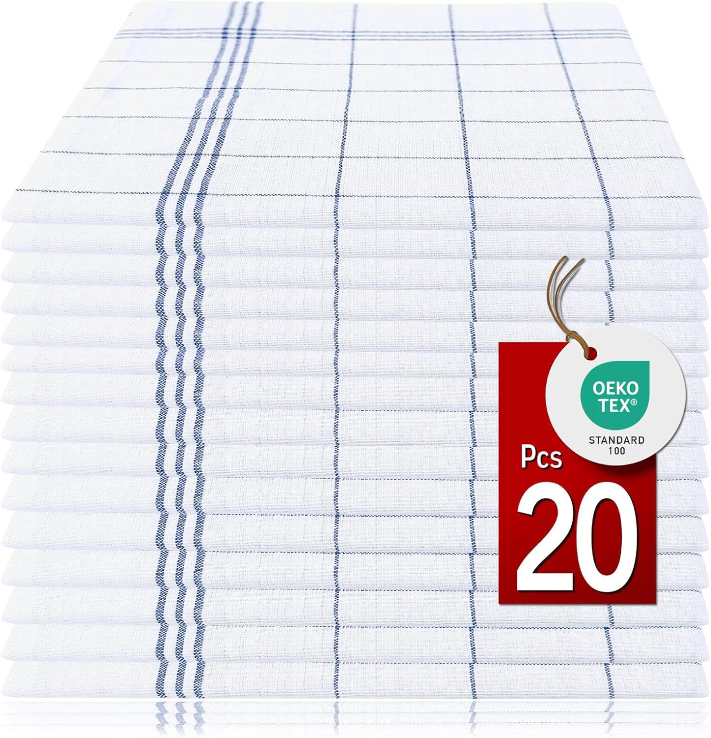 Pataya - Torchons de cuisine série professionnelle - 50x70 cm - 100% coton bleu super absorbant, lot de 20