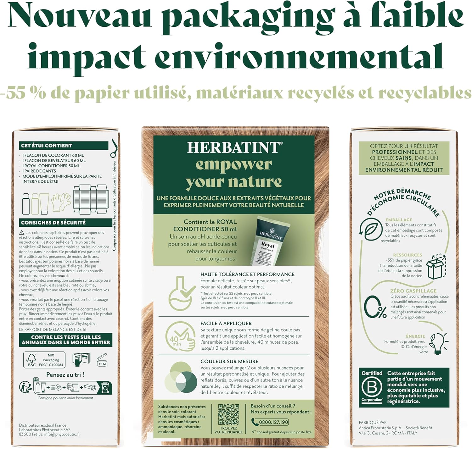 Herbatint - Soin Colorant Permanent 170ml - blond doré, sans ammoniaque, 100% couverture