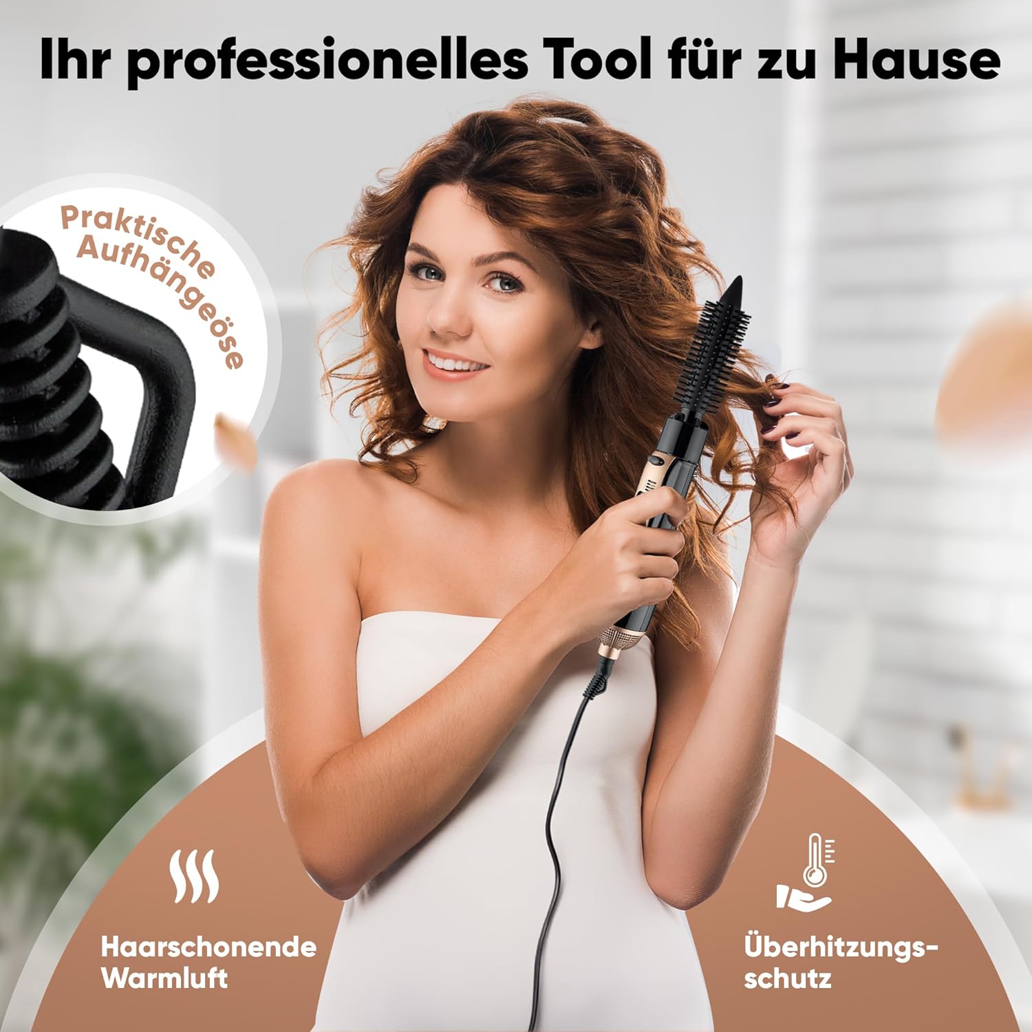 Bomann - brosse à air chaud, 3 embouts, 2 niveaux, pour tous cheveux HAS6077CB