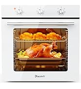 Disaenvir Four électrique encastrable 60 cm autonome, blanc, 60 L 2,2 kW, minuteur, fonction Pi...