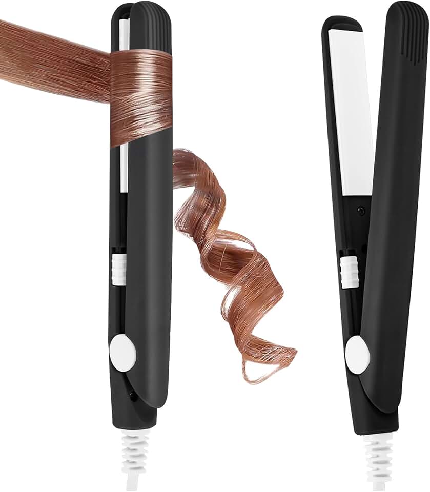 LOPHE - Mini lisseur boucleur 2 en 1, 110-220V, chauffe rapide, idéal tous cheveux, noir