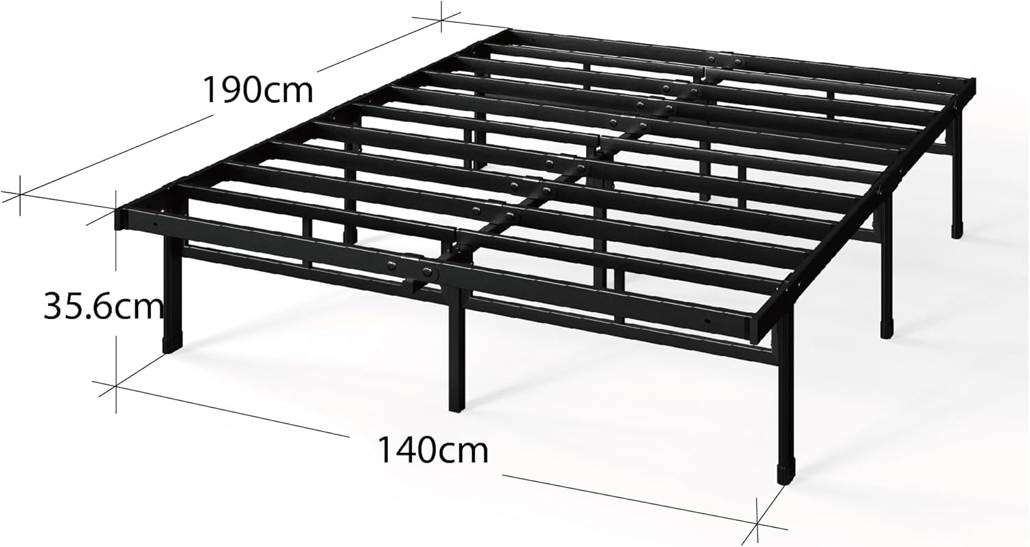 Zinus - Justin - 140x190 cm - lit métal avec rangement - 36 cm hauteur