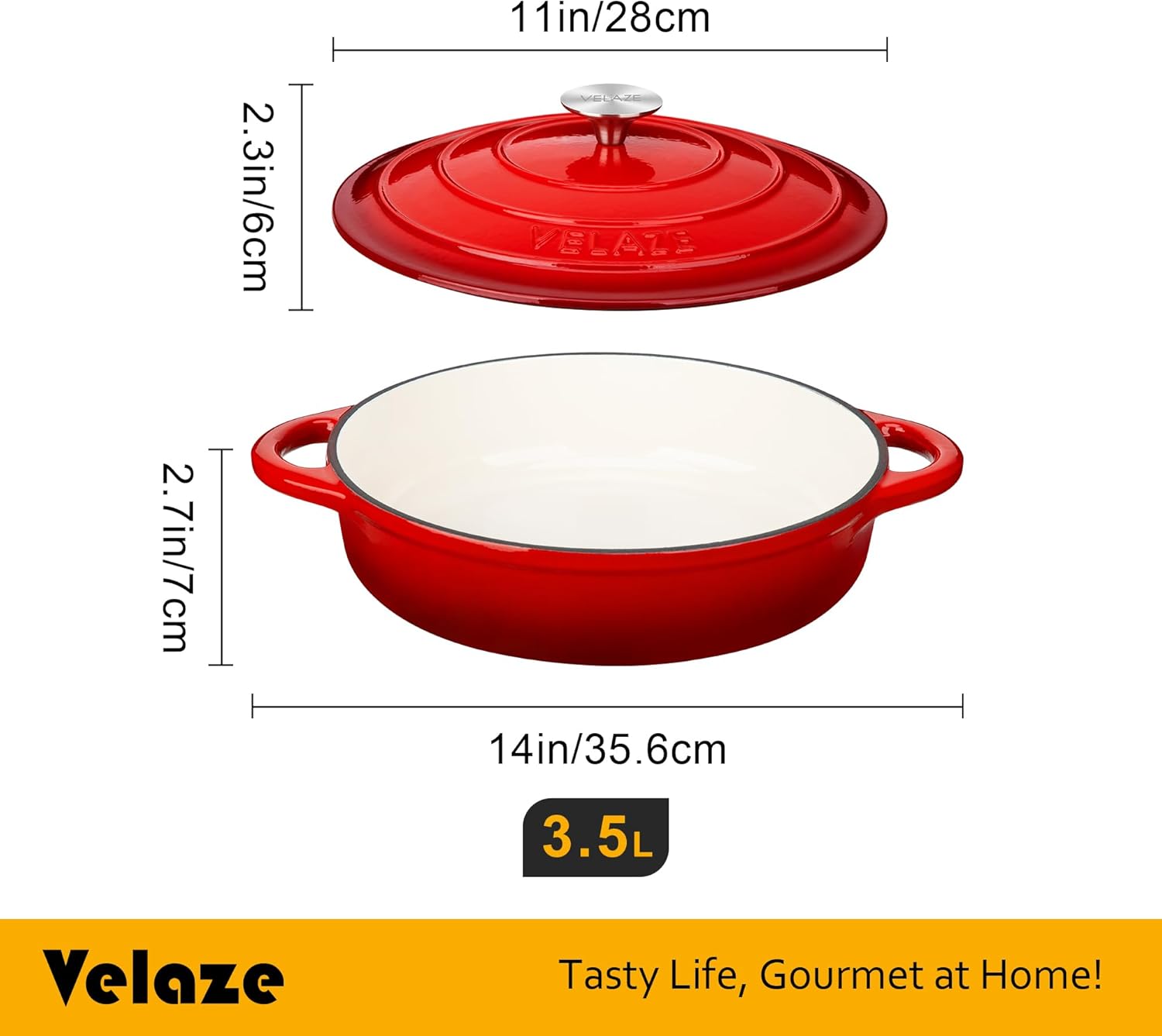 Velaze - Casserole à soupe ronde 3,5L - fonte émaillée, induction