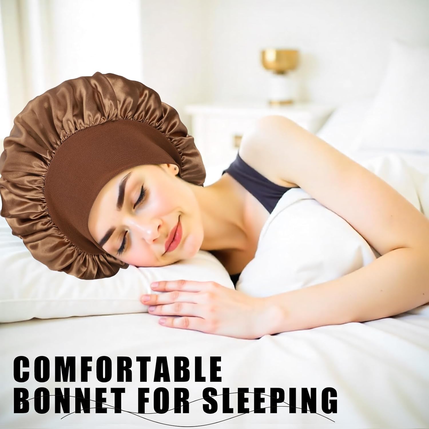 Bonnet satin nuit - élastique, soin cheveux, soie, taille adulte