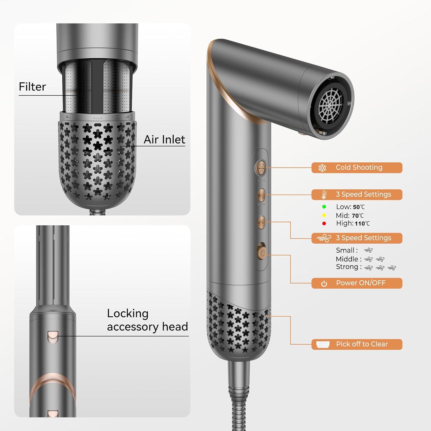 OKWRAP - Air Brush 6 en 1 - Styler multifonction, 110000 TR/MIN, accessoires voyage