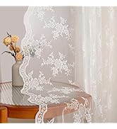 MYSKY HOME Rideau en dentelle fleurs brodées Rideaux vintage avec galon fronceur