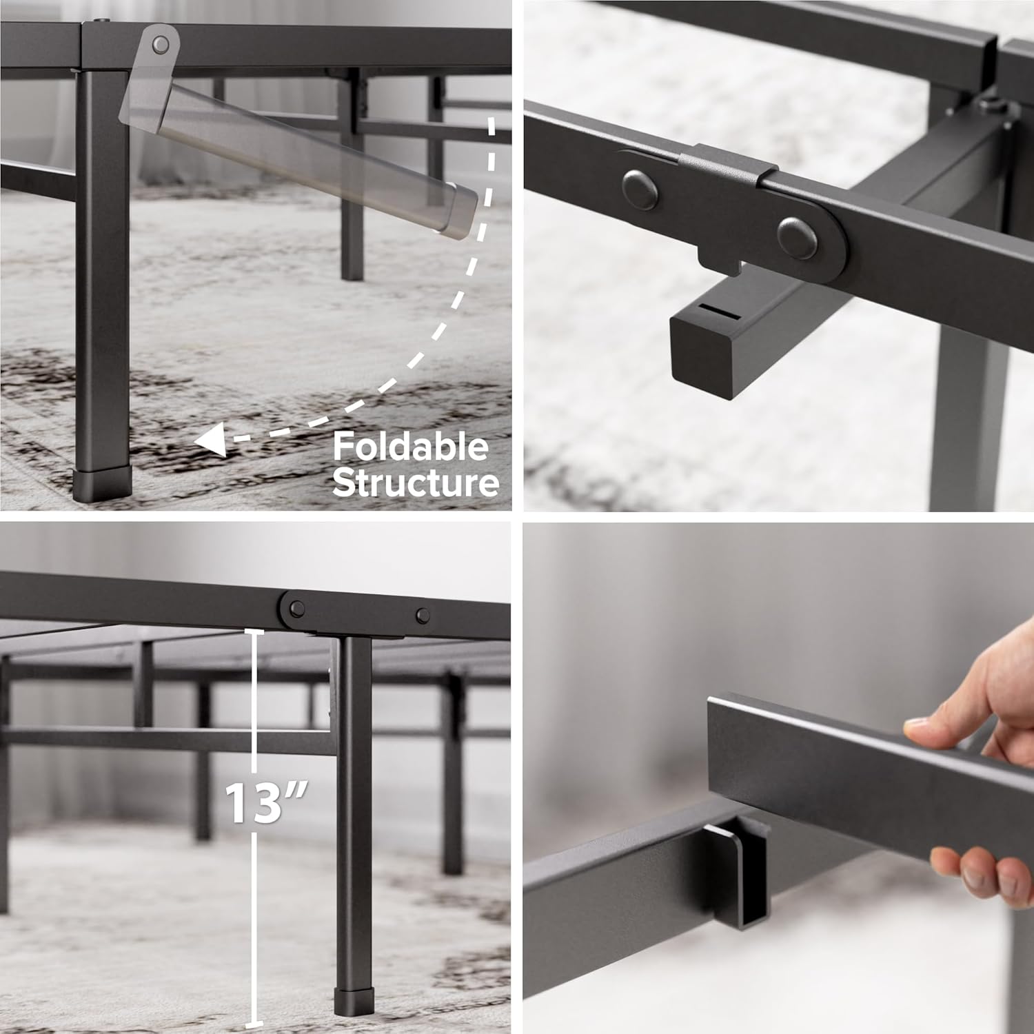 Zinus - Justin - 90x190 cm - lit métal rangement hauteur 36 cm