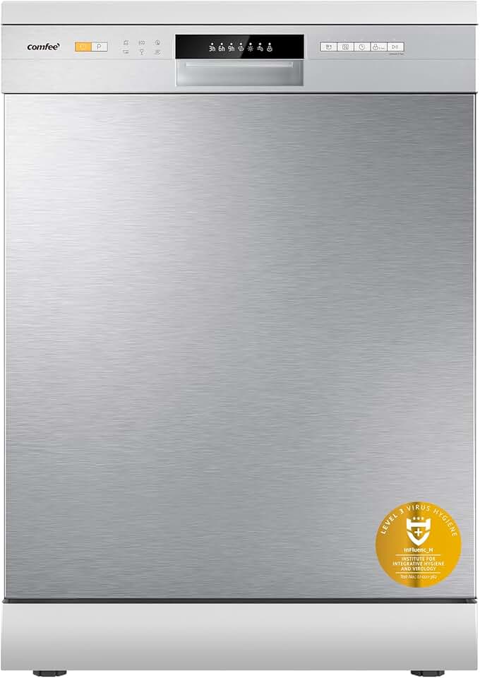 COMFEE' - Lave-vaisselle série CDWPF1201PS - 60 cm, 12 couverts, départ différé, panier flexible, inox, 49 dB, CDWPF1201