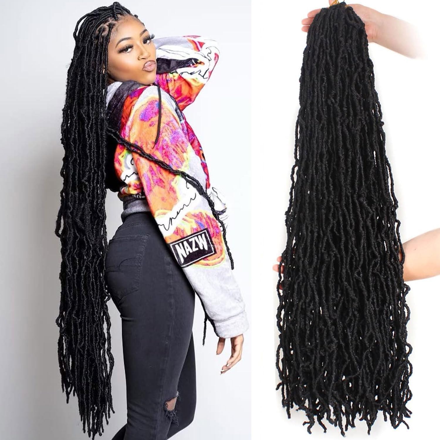 Xtrend - Nu Locs crochet cheveux synthétiques 91 cm, 7x12 mèches, 1B#