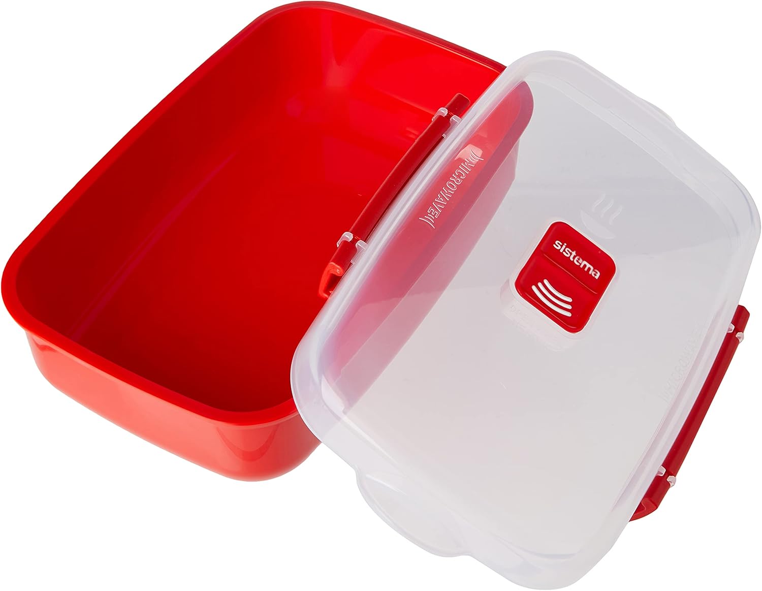 Sistema - récipient micro-ondes rectangulaire - 1,25L - sans BPA, rouge/transparant