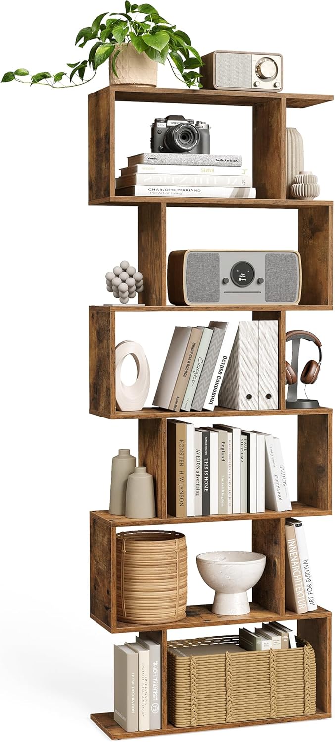 VASAGLE - étagère 6 niveaux - 24x70x191,6 cm - rangement, séparateur, marron rustique - LBC61BX