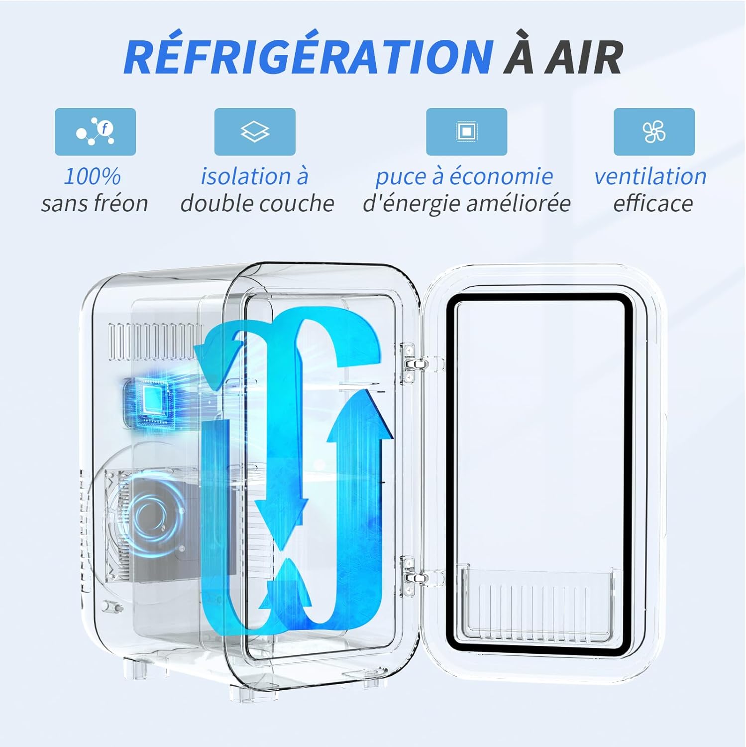 YASHE - Mini réfrigérateur 6L - portable AC/DC, 8 canettes, rose