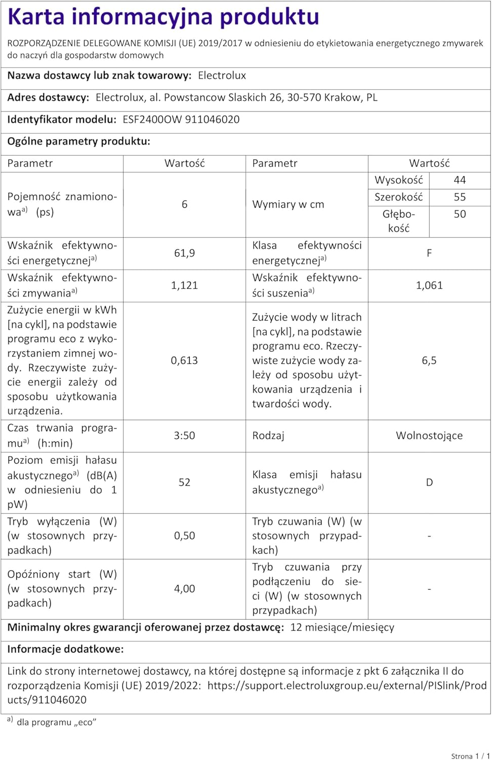 Electrolux - Lave-vaisselle compact, blanc, 6 couverts - ESF2400OW