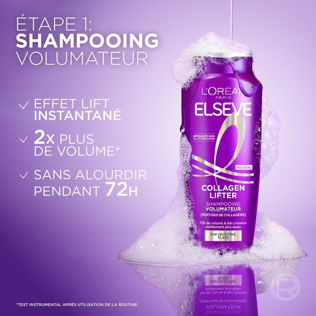 L'Oréal Paris - Elseve Collagen Lifter - soins cheveux fins - volume 72H, peptides collagène