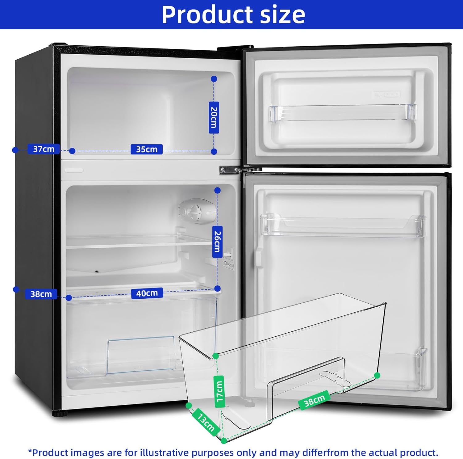 CHIQ - réfrigérateur congélateur haut, 86L, portes réversibles, congélateur 4*, machine à glaçons, classe E