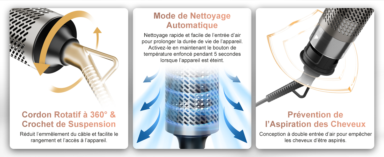 Séquence de démonstration du produit montrant une scène hivernale sur le pas de la porte où la neige est déneigée à l'aide d'un outil. Couronne de Noël et décorations visibles en arrière-plan.
