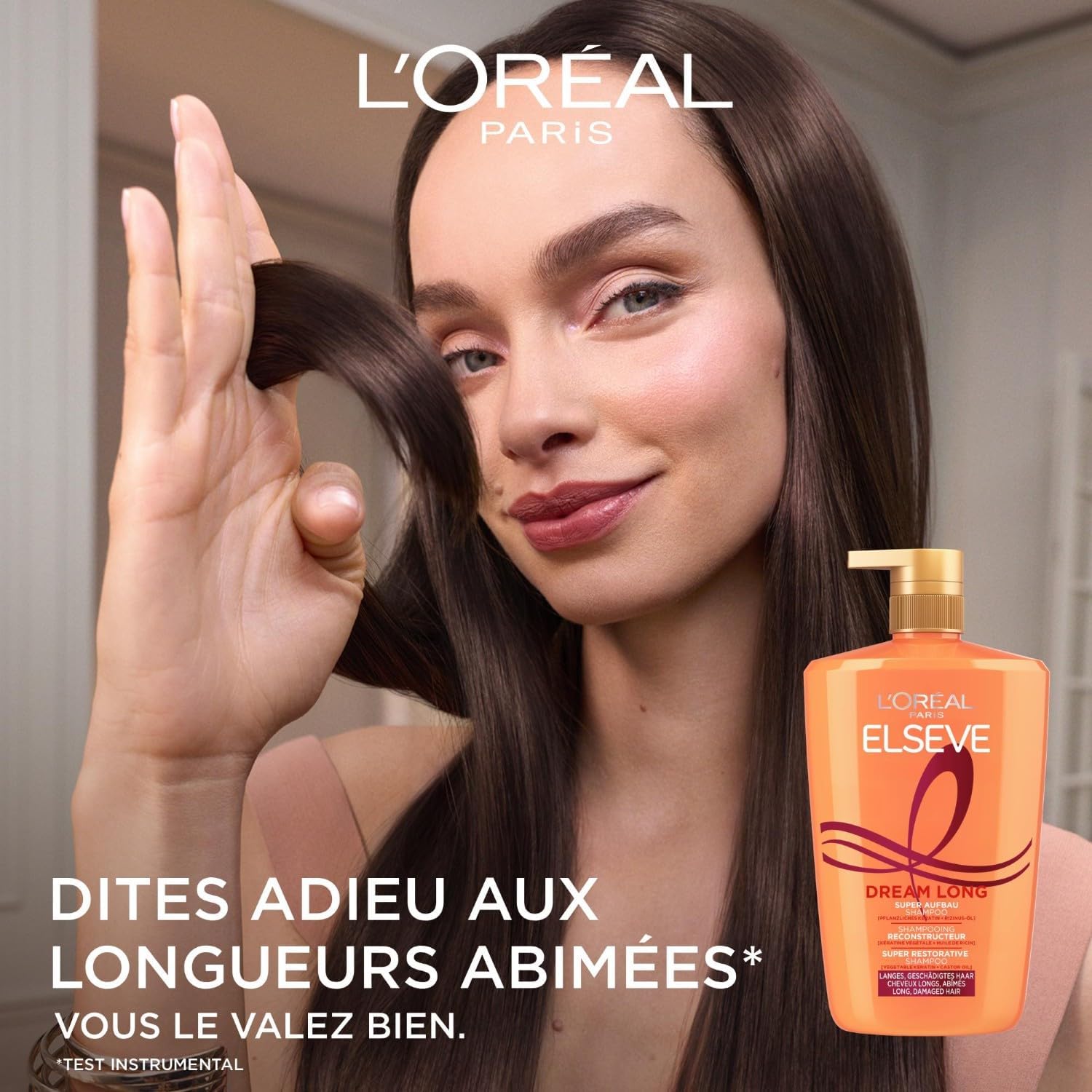 L'Oréal Paris - Elseve Dream Long - 1L - Kératine végétale, huile de ricin, cheveux longs abîmés