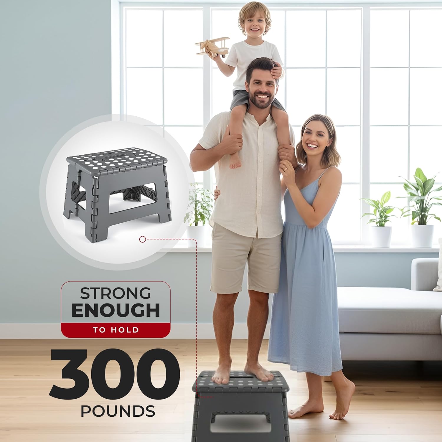 Utopia Home - tabouret pliant 23 cm - antidérapant, portable, 136 kg