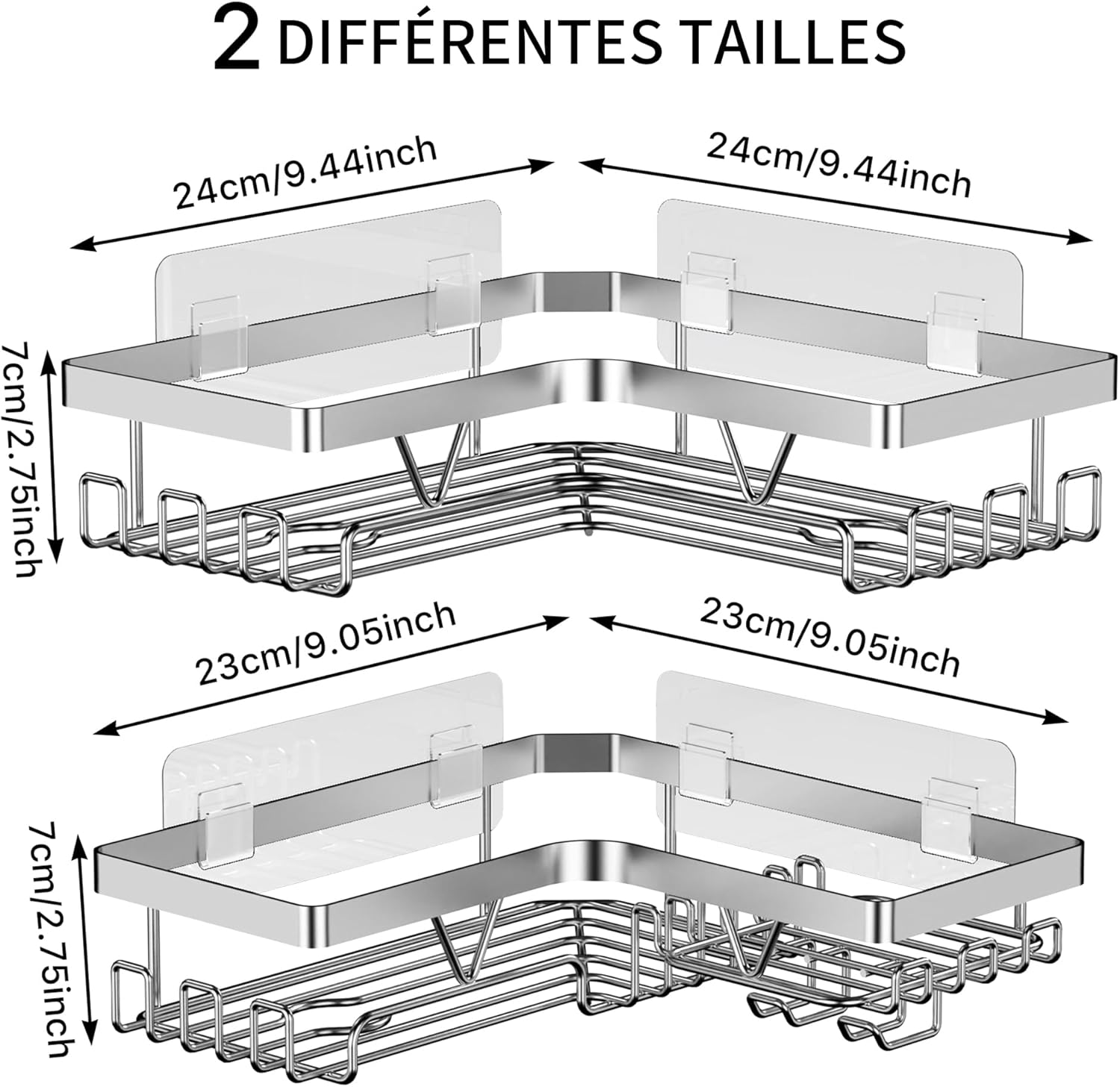 Support Douche d’Angle - étagère sans perçage, argent, KEGII