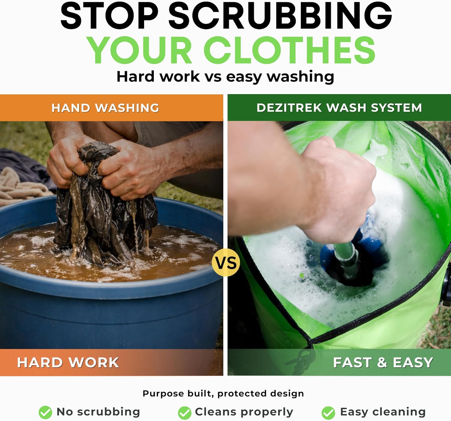 Machine à laver portable – grande capacité, lavage manuel, hors réseau