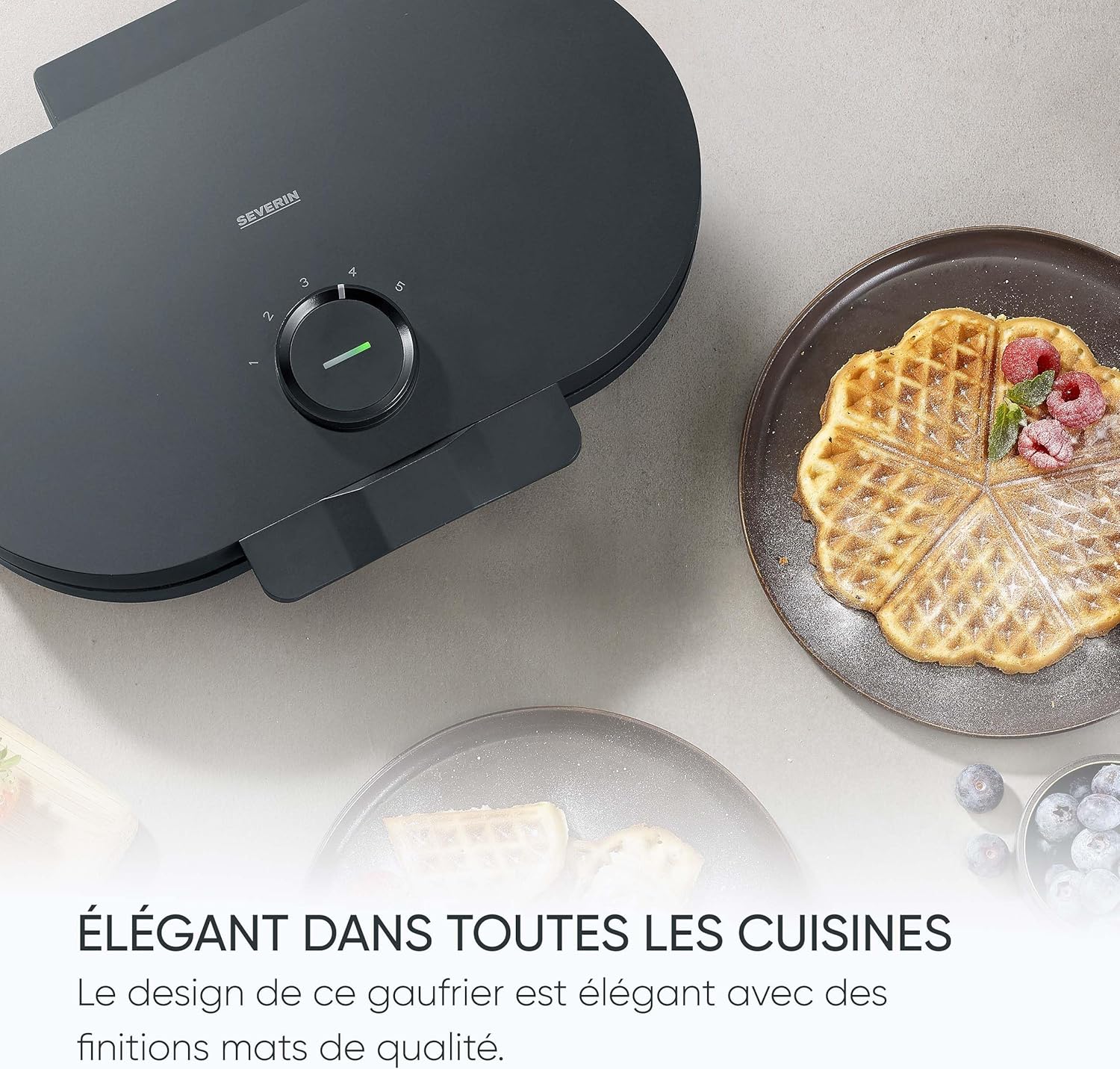 Severin - Gaufrier Duo compact, 1200W, 2 plaques antiadhésives, WA 2119