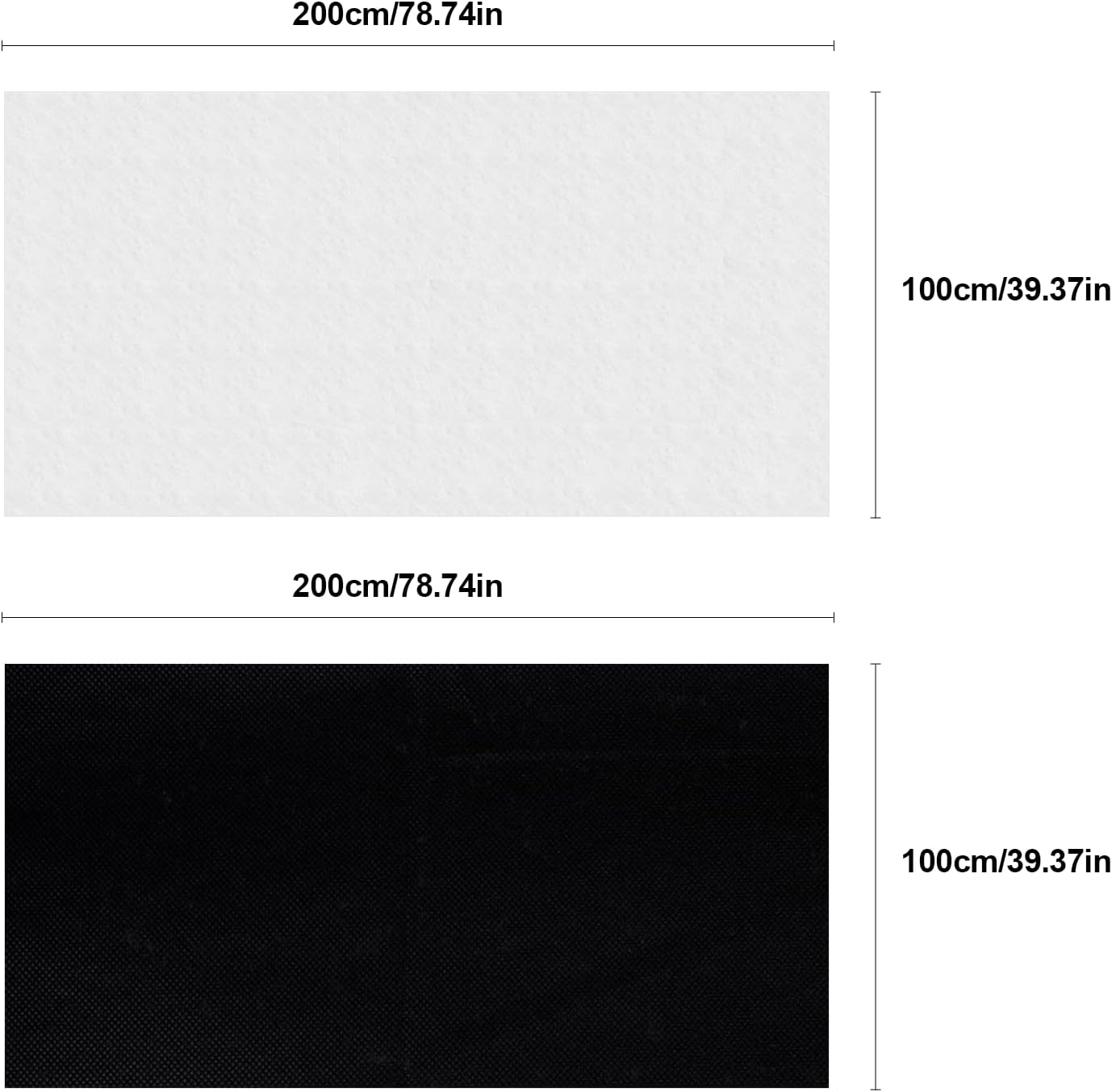 Entoilage thermocollant - 100x200 cm - blanc/noir, non-tissé, découpable, fusible, 2 pièces