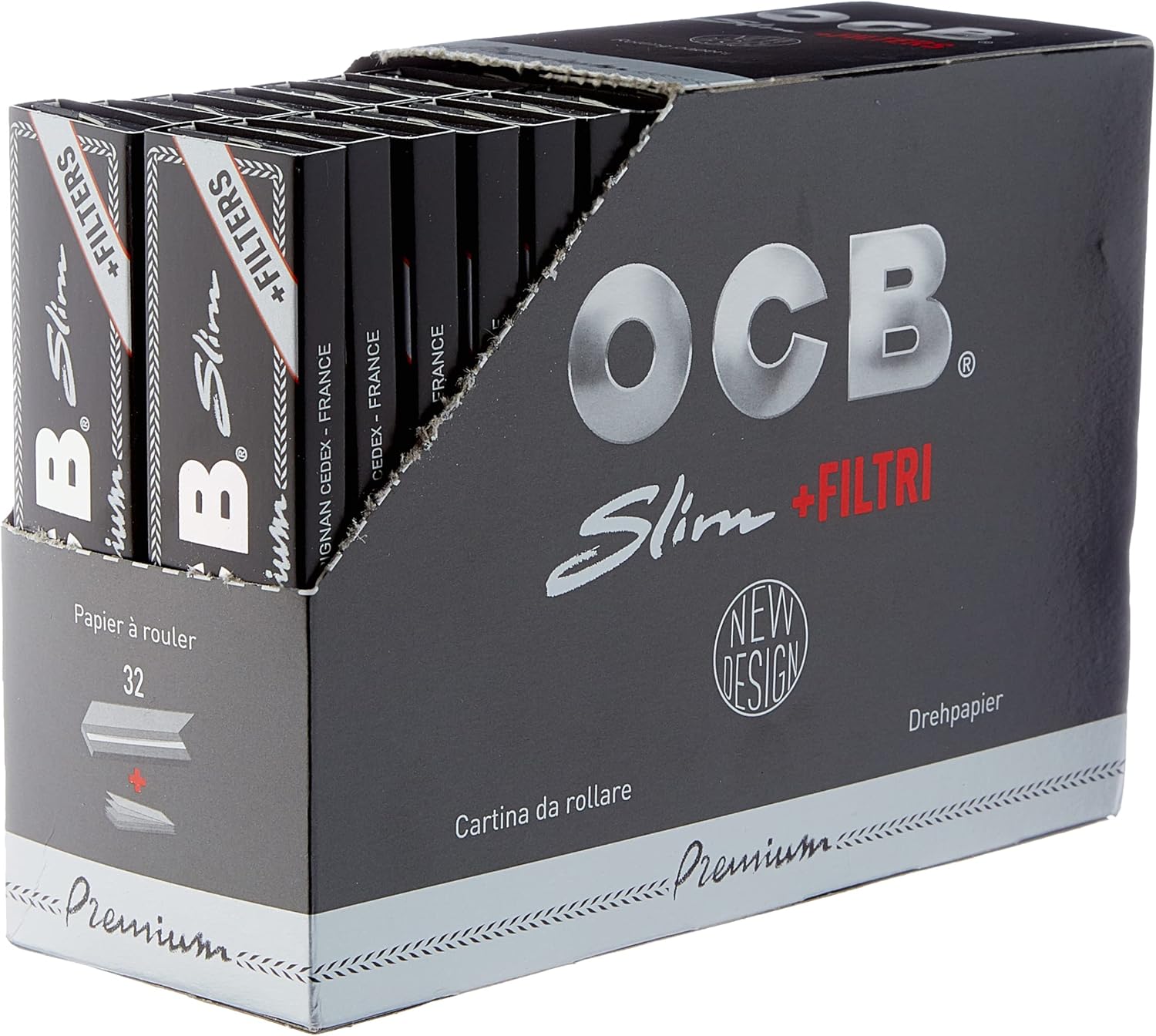 OCB - Noir Plus Long & Tips - format XL - papier noir ultra fin - 15448