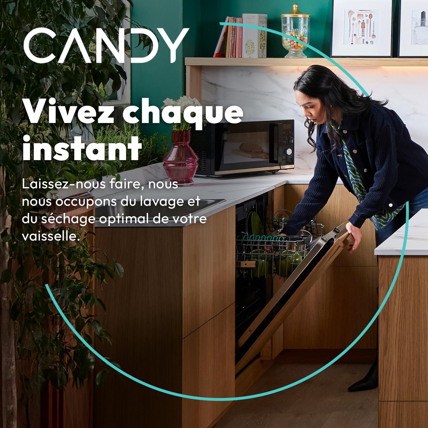 Candy - Série CF - 60x85x60 cm - 15 couverts, classe C, lavage séchage rapide, ouverture auto, contrôle à distance - CF 