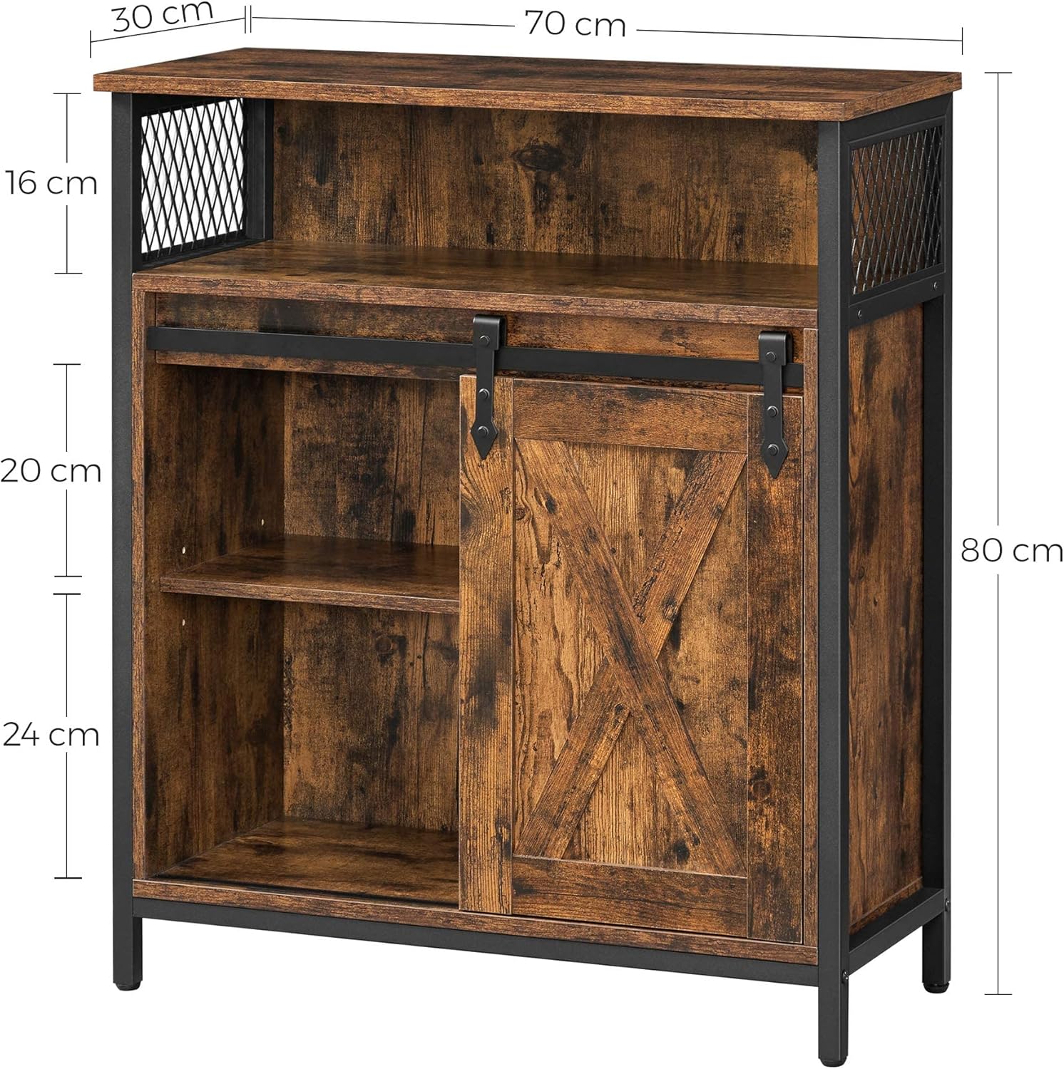 VASAGLE - meuble de rangement buffet, 30x70x80 cm, porte coulissante, LSC089B01V1