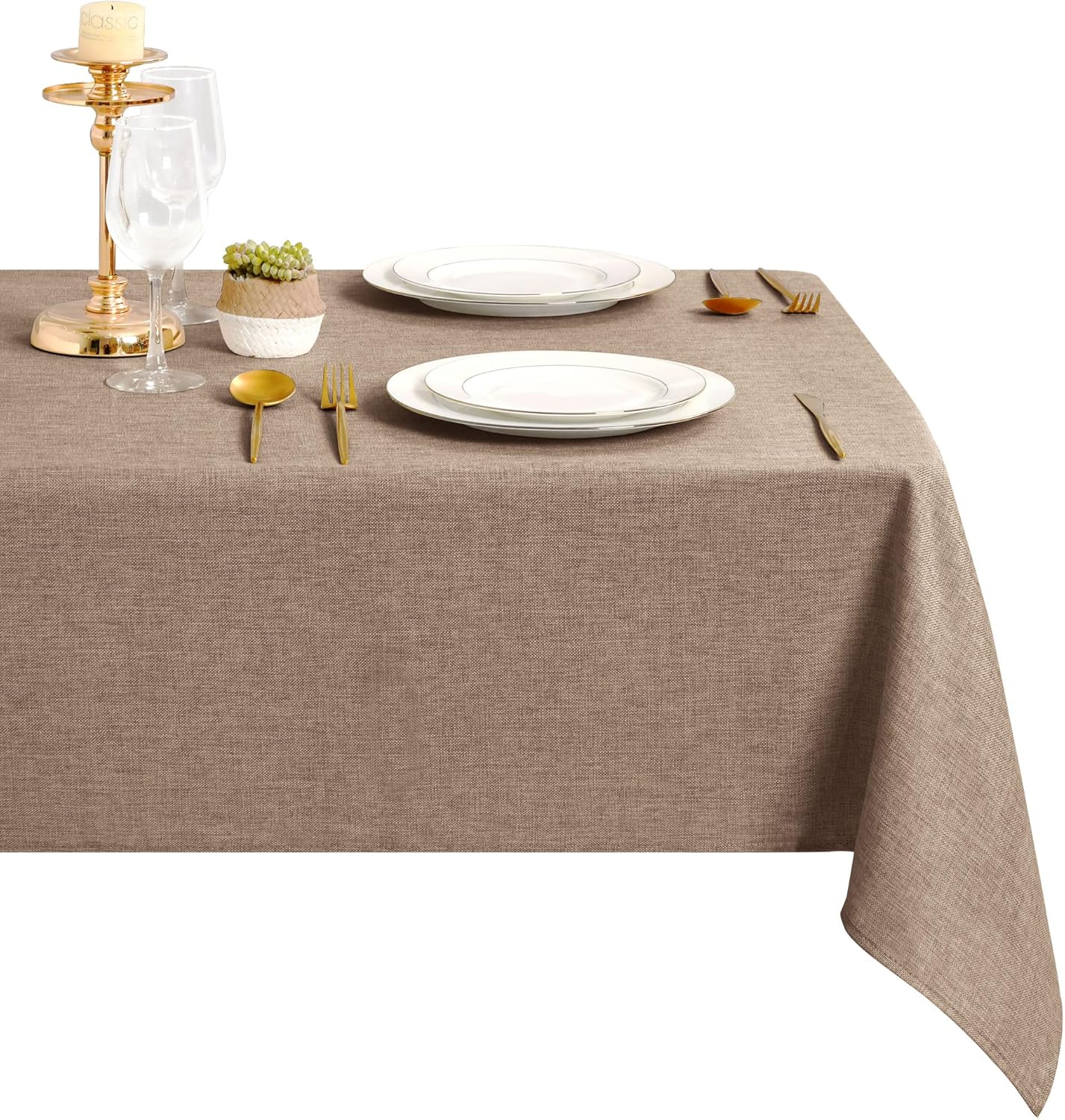 DWCN - nappe rectangulaire 135x260cm, lavable, imperméable, anti-tache, aspect lin