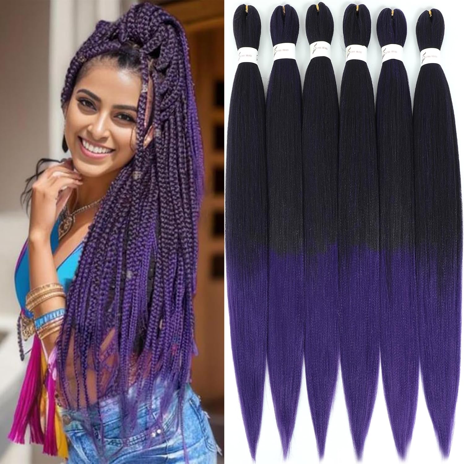 Rajout cheveux tressés pré-étirés, 30